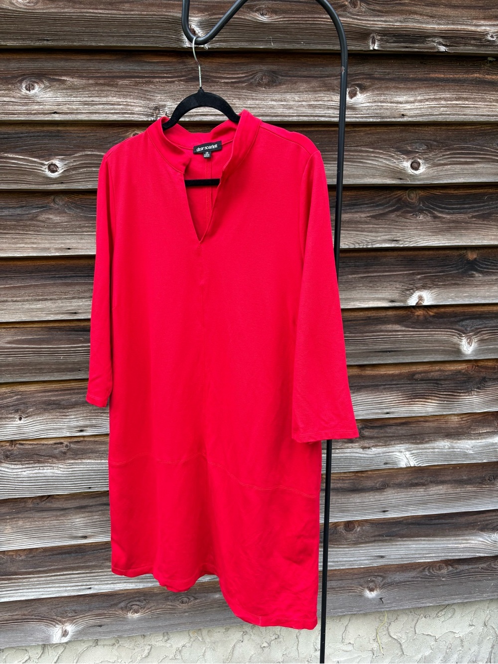 Scarlett Bright Red Long-Sleeve V-Notch Shift Dress